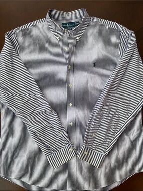 Ralph Lauren Men’s Purple & White Striped Button-Down Shirt